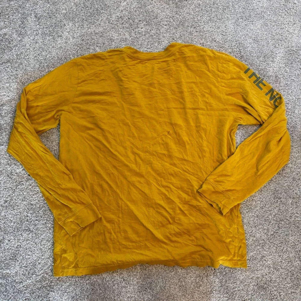 The North Face Mens Mustard Yellow Long Sleeve Graphic Logo T-Shirt Size Large